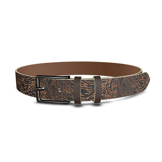 a brown belt with a black buckle